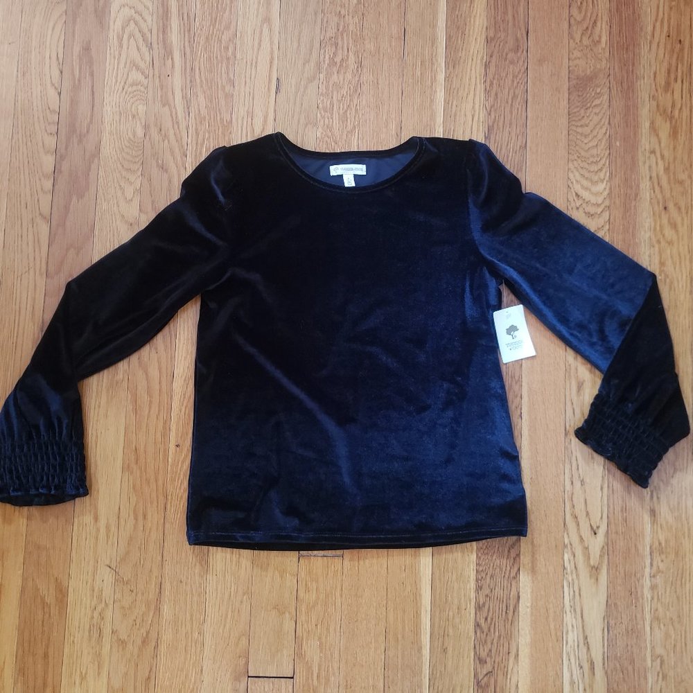 Tucker & Tate Black Velour Top XL NWT